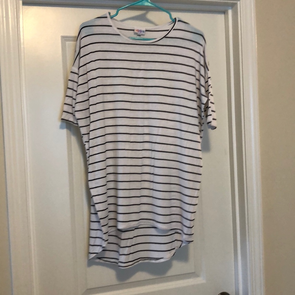 LuLaroe Irma XXS White and black/navy stripe